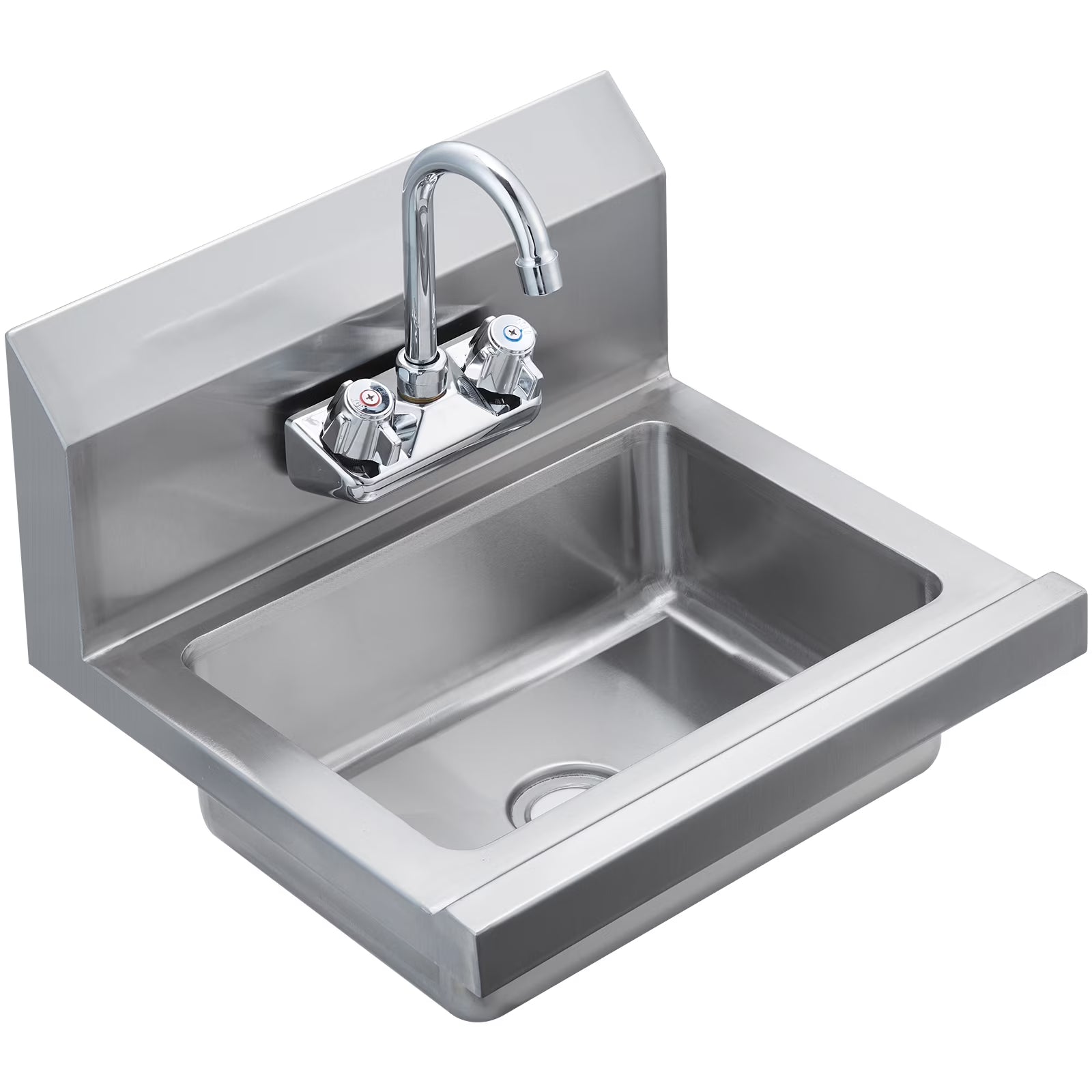 KFFKFF Industrial Hand Wash Station with Tap, Certified Stainless Steel Basin for Cleaning, Compact Hand Cleansing Sink, Wall-Fixed Utility Basin for Eatery, Cooking Area, Pub, Garage and Residence