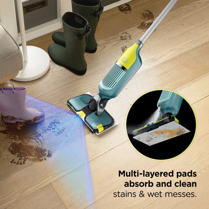 Shark VACMOP Reveal Cordless Hard Floor Cleaner, Vacuum and Spray Mop, 4 Disposable Pads, 12oz Pet Multi-surface Cleaning Solution, VM401