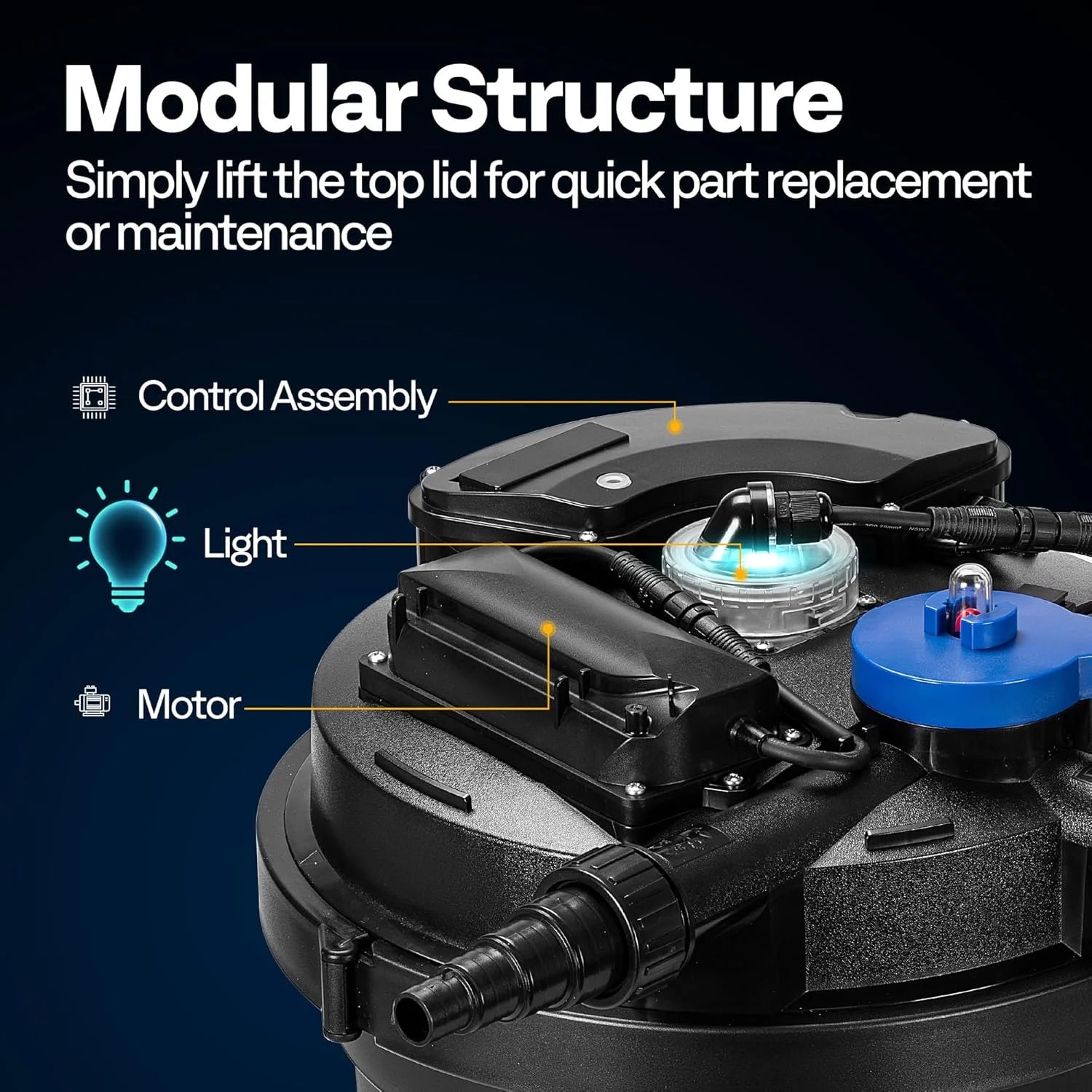 SPECSTAR 2110GPH Auto-Cleaning Pressurized Bio Pond Filter with 13W Light, Timer, Multi-Size Adapters for Koi Ponds up to 1057 Gallons or Ornamental Ponds up to 2113 Gallons