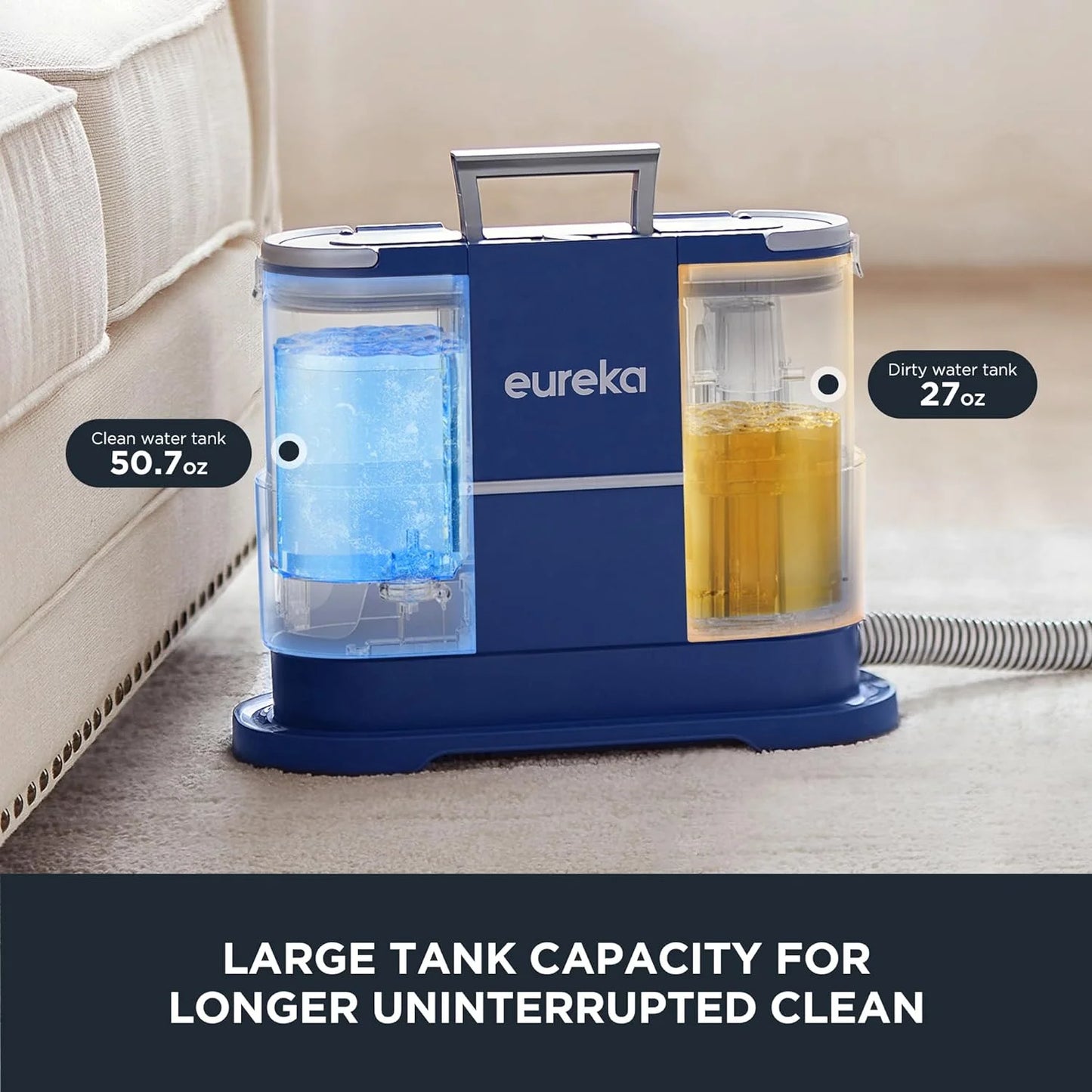 Eureka Portable Carpet and Upholstery Cleaner, Spot Cleaner for Pets, 50.7oz Large Water Tank, NEY100 with Cleaning Formula