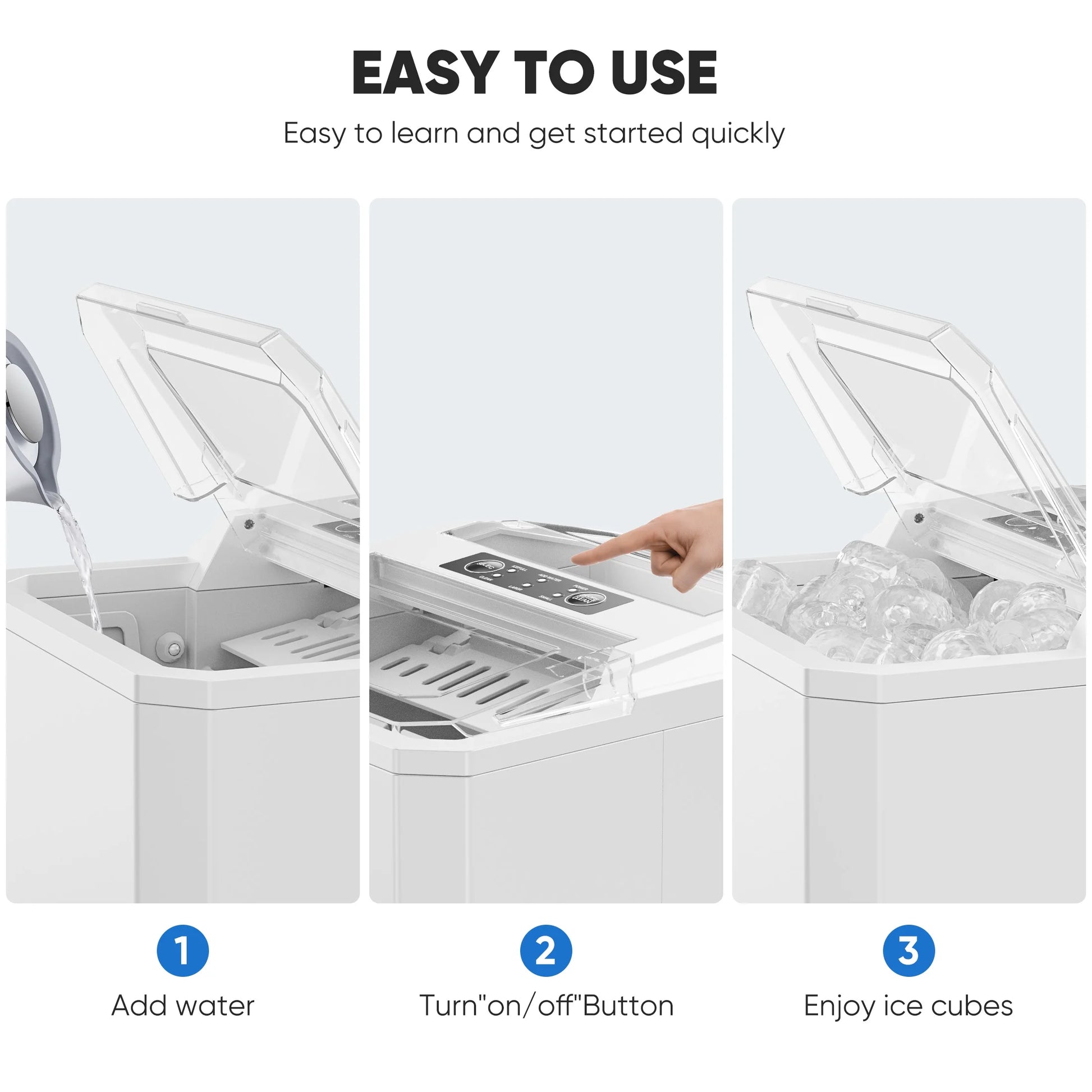 ZUNMOS Countertop Ice Maker,9 Cubes in 6 Minutes, Self-Cleaning, with Ice Basket & Scoop, Black