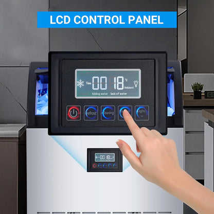 Heavy-Duty Commercial Ice Maker, 265 lbs/24H Production with 55 lbs Storage Capacity - Stainless Steel Under-Counter Ice Machine with Self-Cleaning Function and LCD Panel