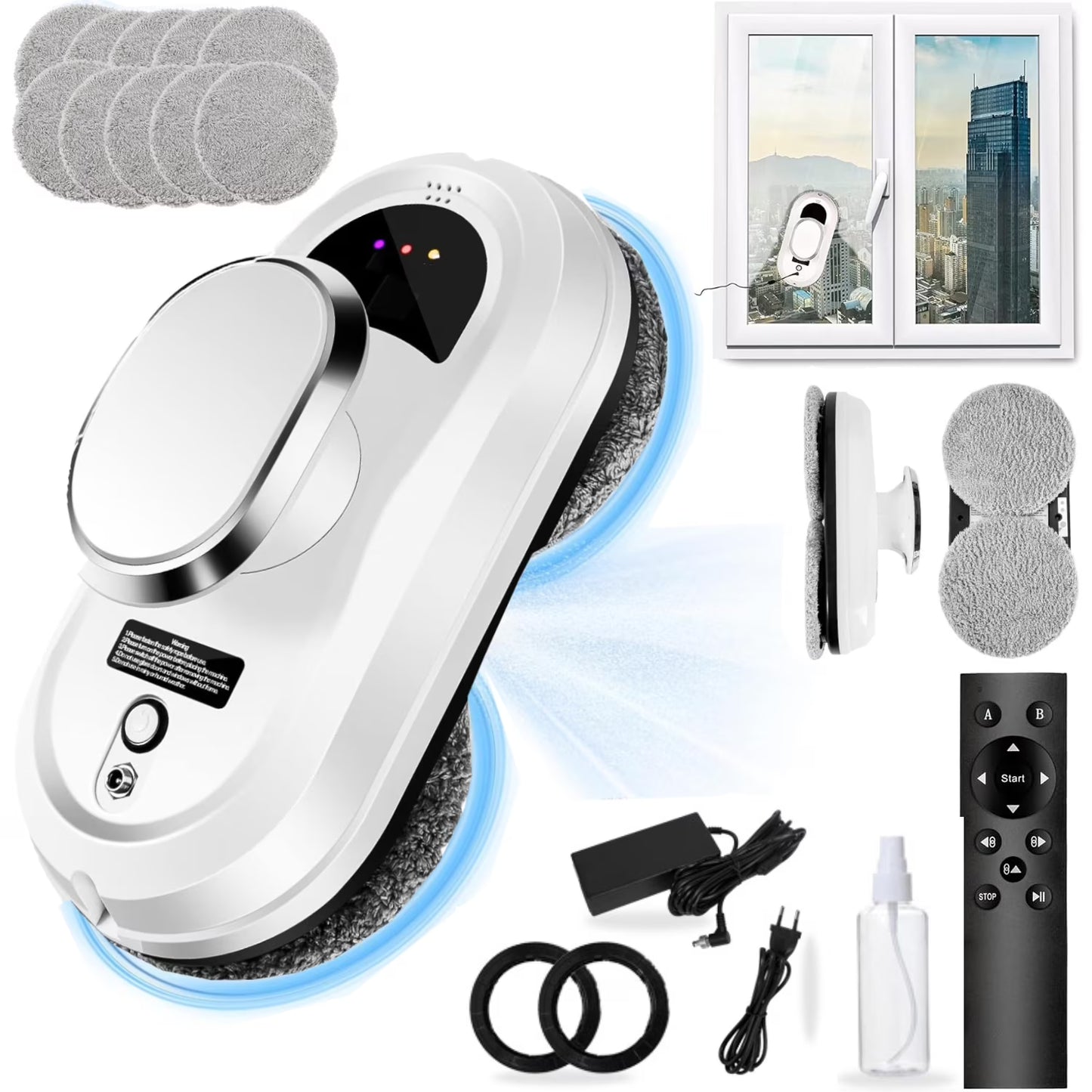 Oenbopo Window Cleaner Robot,Smart Glass Cleaning Robotic with Strong Suction,Remote Control Window Cleaning Robot for Windows/Tiles/Class Door