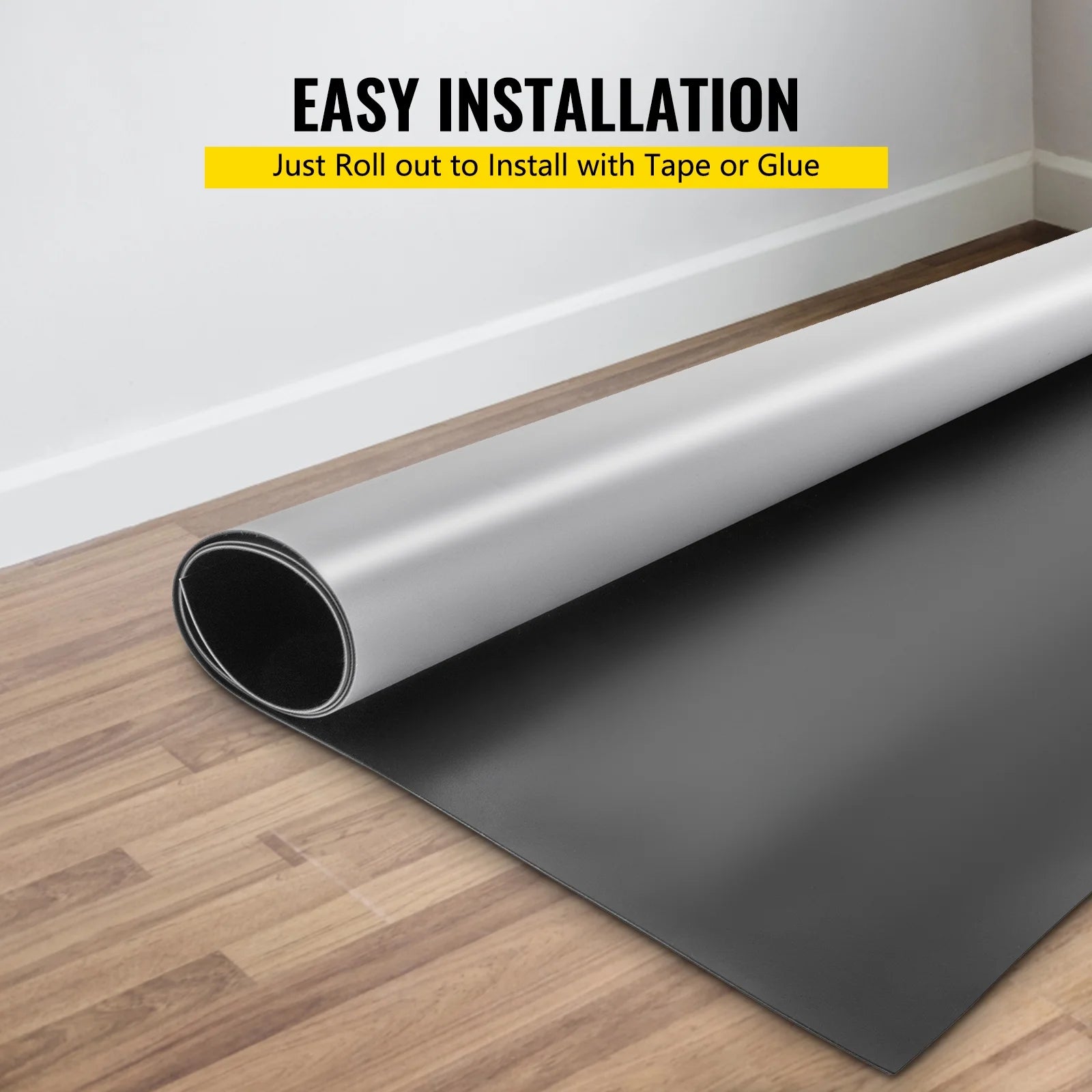 VEVORbrand Dance Floor Roll Portable 6.6 x 15.7 ft Practice Dance Floor 1.5mm Thickness PVC Dance Flooring Dance Floor Grey/Black Roll out Non-slide & Wearproof Dance Floor Easy Cleaning for Ballet