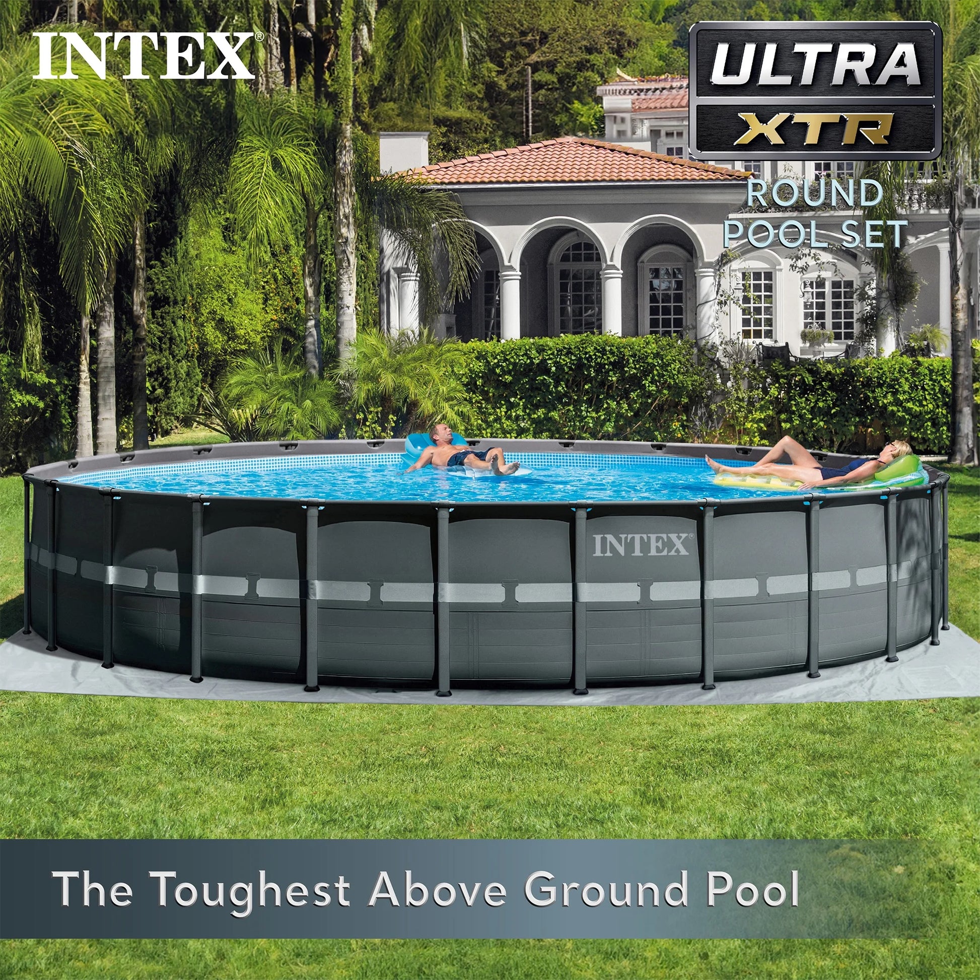 INTEX 18ft x 52in Ultra XTR Above Ground Swimming Pool, Sand Filter Pump, & Cleaning Maintenance Kit