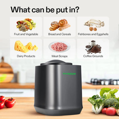VIVOSUN 4L Electric Composter for Kitchen Indoor, Smart Compost Machine for Countertop, Odorless/Auto-Cleaning/3 Modes/Intelligent LED Display, Mill Composter Kitchen Bin Food Recycler, Black