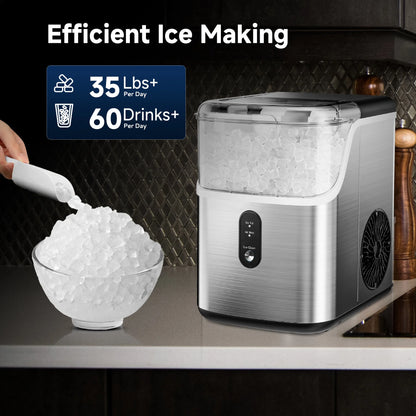 EUHOMY 34.5 lbs Nugget Ice Maker Portable Countertop, Ice Maker Machine with Self Cleaning
