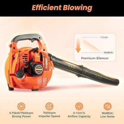 Handheld Gas Blower, 2-Stroke Gas Powered Leaf Blower, 750W 25.4cc Gasoline Grass Sweeper for Lawn Care, Snow Blowing & Yard Cleaning, Heavy Duty Grassland Cleaning Machine