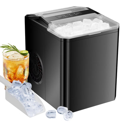 ZUNMOS Countertop Ice Maker,9 Cubes in 6 Minutes, Self-Cleaning, with Ice Basket & Scoop, Black