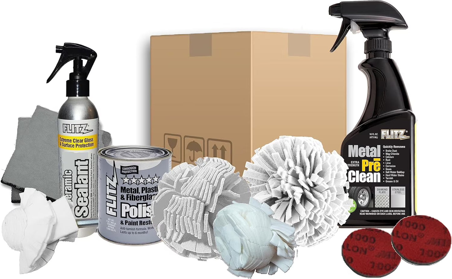 Flitz PDK 25502 Metal Polishing Kit and Car Cleaning Kit Exterior, Detailer��s Choice Bucket