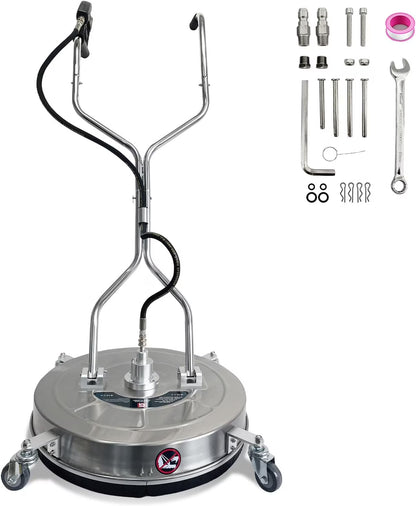 Garvee 24" Pressure Washer Surface Cleaner with Dual Handles �C Stainless Steel, 4-Wheel Design for Driveways, Sidewalks, Curbs, Decks, & Patios �C 4900 PSI, High-Efficiency Cleaning Accessory