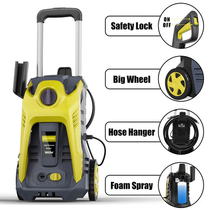Electric Pressure Washer 4800PSI-Max 2.9GPM Pressure Washer with 25 Foot Hose, 16.4 Foot Power Cord, Soap Tank Car Wash Machine Blue Ideal Cleaning for Patio