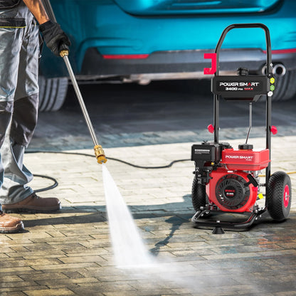 PowerSmart 3400PSI Gas Pressure Washer, 212cc Engine,for Cleaning Walls, Terraces, Vehicles, Gardens