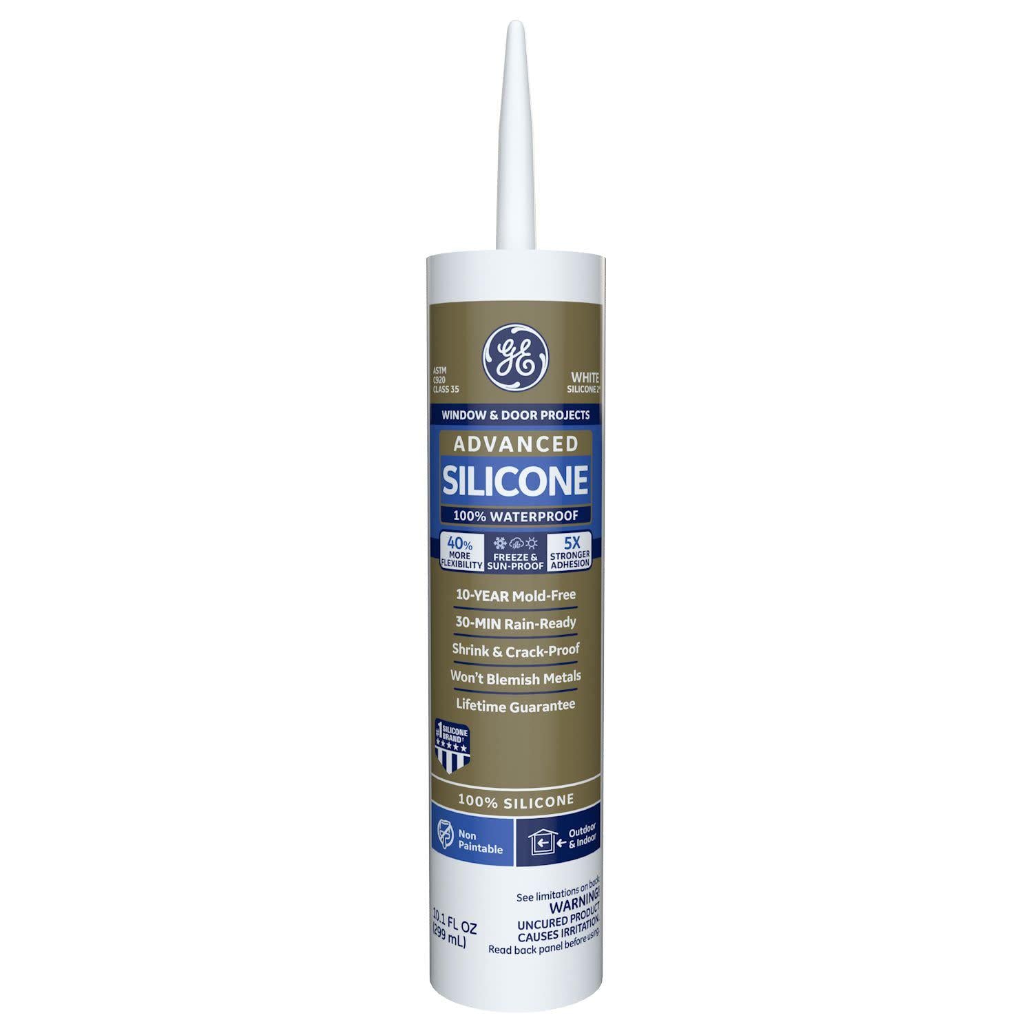 (12 pack) GE Advanced Silicone Window &amp; Door Sealant. Pack of 1. Clear 10.1 fl oz Cartridge