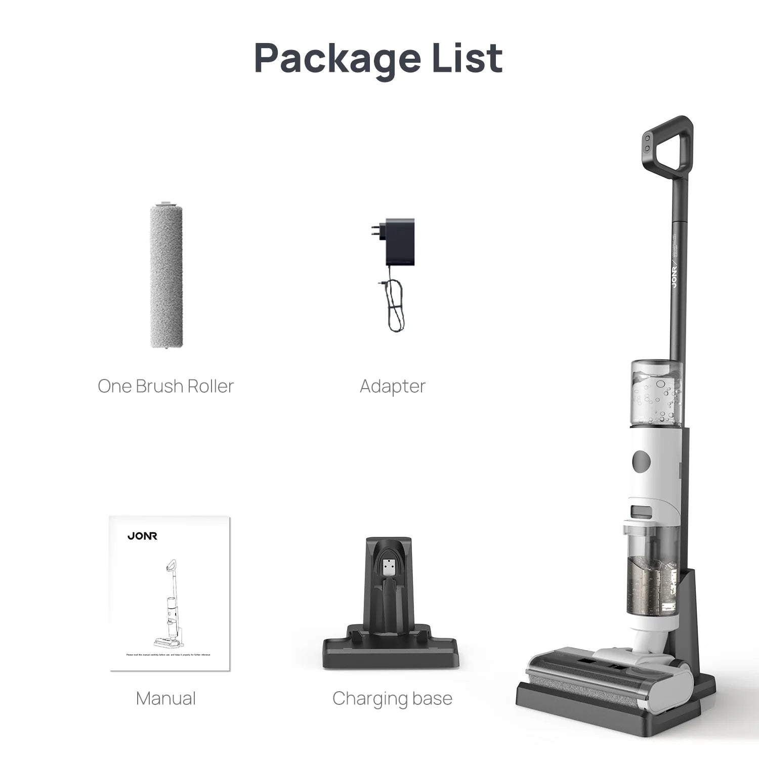 JONR ED12 Vacuum Mop all in one, Cordless Wet Dry Vacuum Cleaner and Mop Combo, Edge Cleaning, One-Step Cleaning, 850ml Water Tank, 30 Minutes Running Time for Hard Floors, Pet Hair