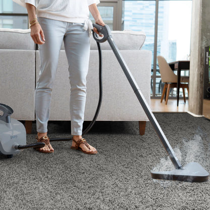 Pure Enrichment PureClean XL Rolling Steam Cleaner - Multi-Purpose Chemical-Free Steam Cleaner with 18 Accessories for Deep Cleaning Floors, Tiles, Grout, Windows, Grills, Ovens, and Vehicles