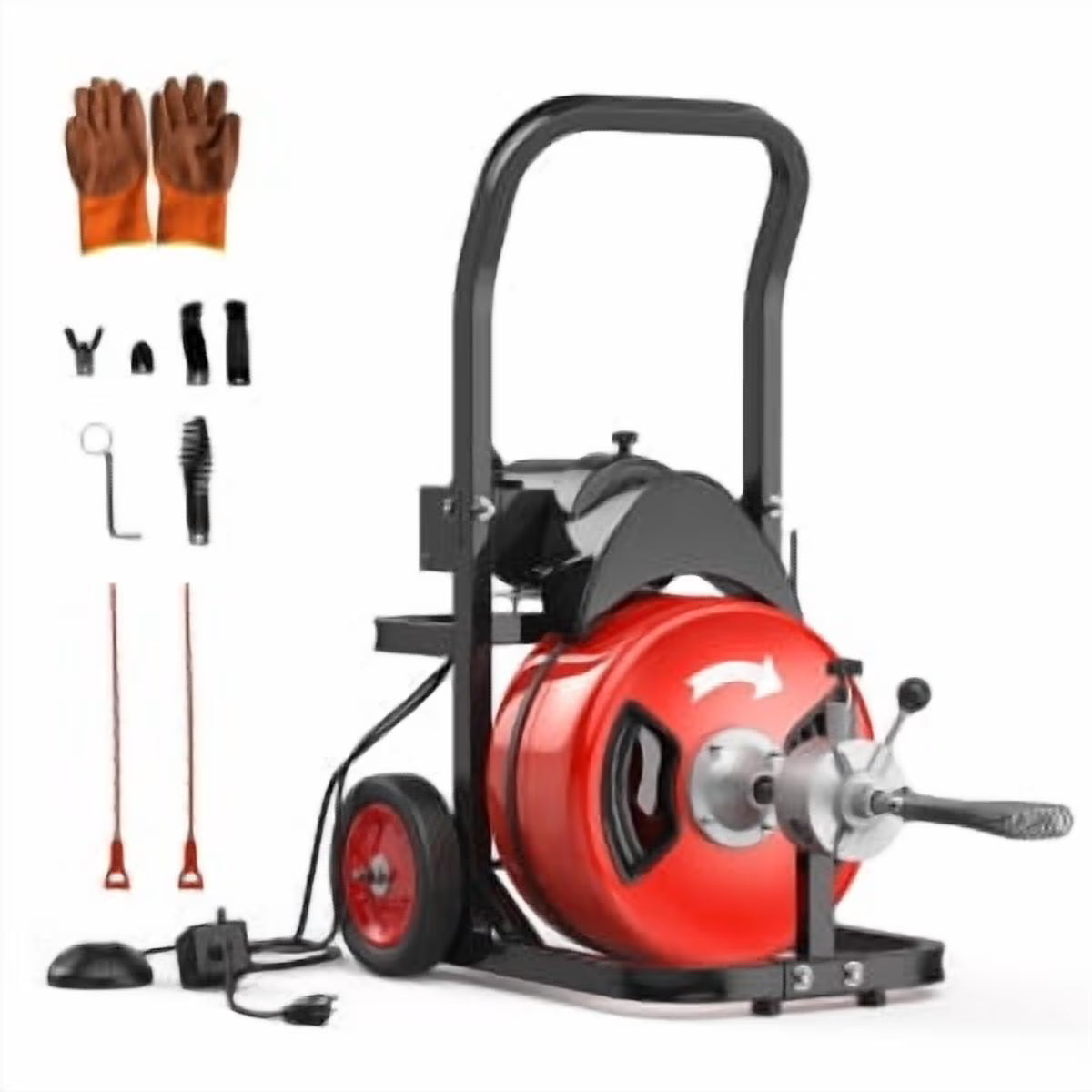 Drain Cleaner Machine 75Ftx1/2Inch,450W Portable Drain Cleaning Machine with 6 Cutters,Gloves,Portable Electric Drain Auger Cleaner for 2" to 4" Pipes