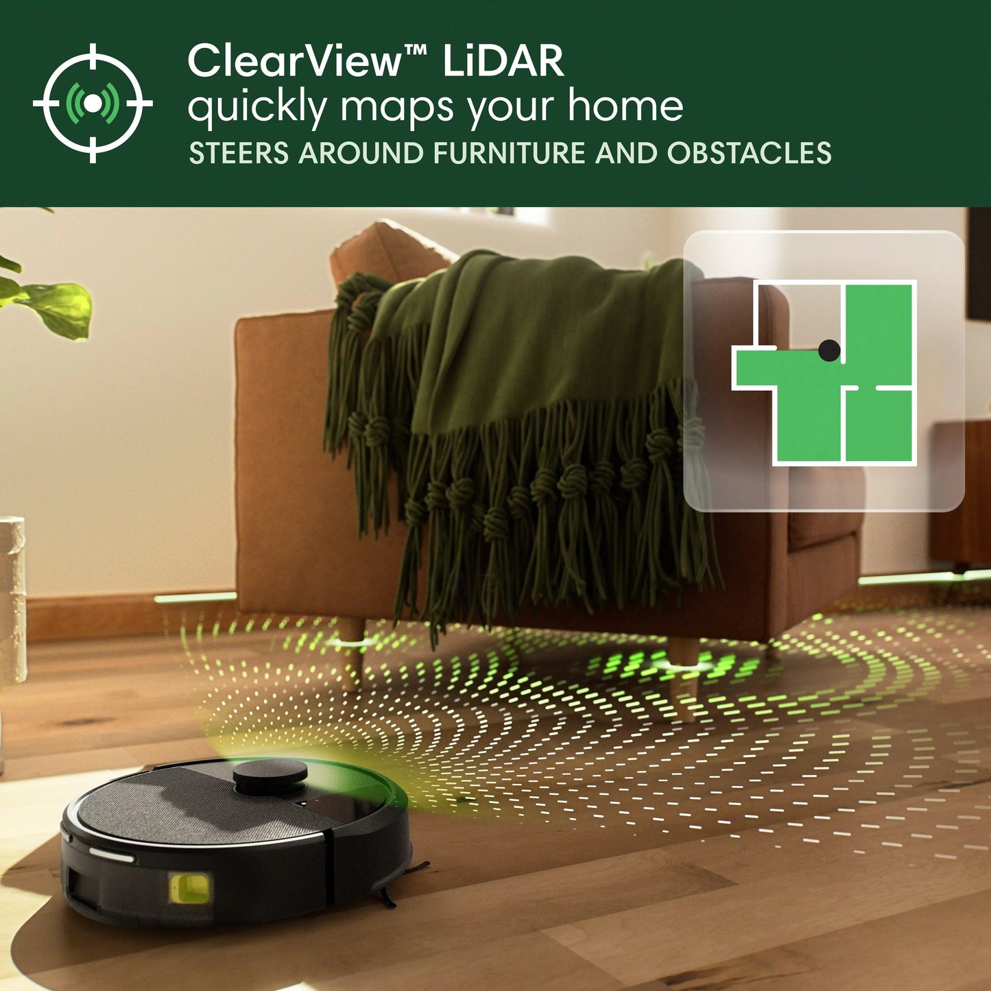 iRobot Roomba 105 Vac Robot Vacuum and Self-Charging Dock with Intense Power Lifting Suction, LiDAR�?Navigation, Multi-Surface Cleaning,