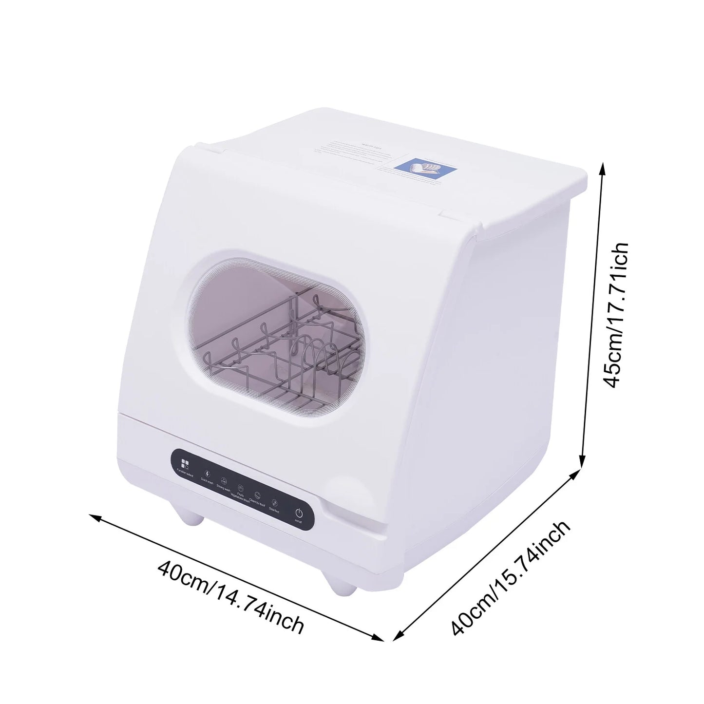 110V 1200W Portable Countertop Dishwasher with 12 Water Outlets and 360?�� Spraying Cleaning 15.74*15.74*17.71in for Homes, Apartments, Dormitories
