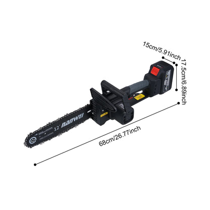 Wood 12inch Electric Chainsaw 2000W Brushless Chainsaw Handheld Logging Saw With Safety Lock 21V 6000mah Rechargeable Battery For Wood Cutting Trimming Courtyard Garden Building
