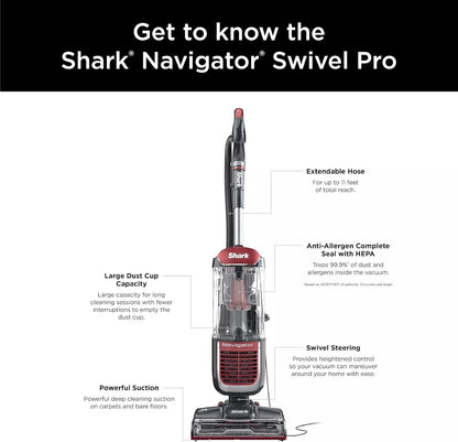 Restored Shark NV181 Navigator Swivel Pro Upright Vacuum with HEPA Filtration, Bagless, Swivel Steering, Multi-Surface Cleaning, Perfect for Pets (Certified) (Refurbished)