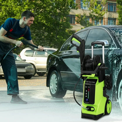 CASEMIOL 1800W Electric Pressure Washer, 3800 PSI, 2.6 GPM Power Washer with Safety Lock & TSS, 19.7ft Hose, 4 Nozzles, Portable High Pressure Cleaning Machine for Cars, Driveways, Patios, Green