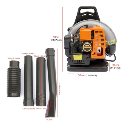 Miumaeov 63CC 2-Stroke Backpack Leaf Blower Gas Powered Backpack Grass Lawn Blower Leaf Blowers for Yard Road Cleaning Garden Lawn Care Tools