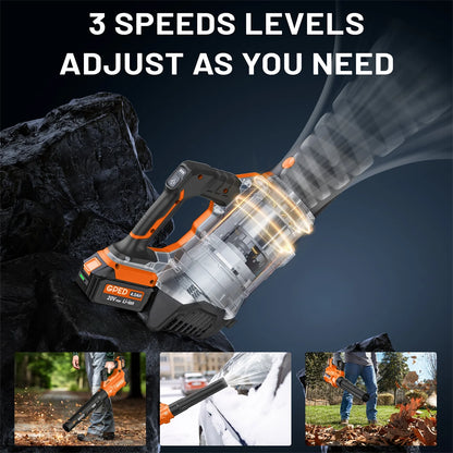 GPED Leaf Blower, 3 Speed Adjustment Electric Cordless Leaf Blower with 2 x 4.0Ah Batteries, Charger, Shoulder Strap, 580CFM/160MPH, Ideal for Patio Cleaning, Lawn Care, Blowing Leaves, Green