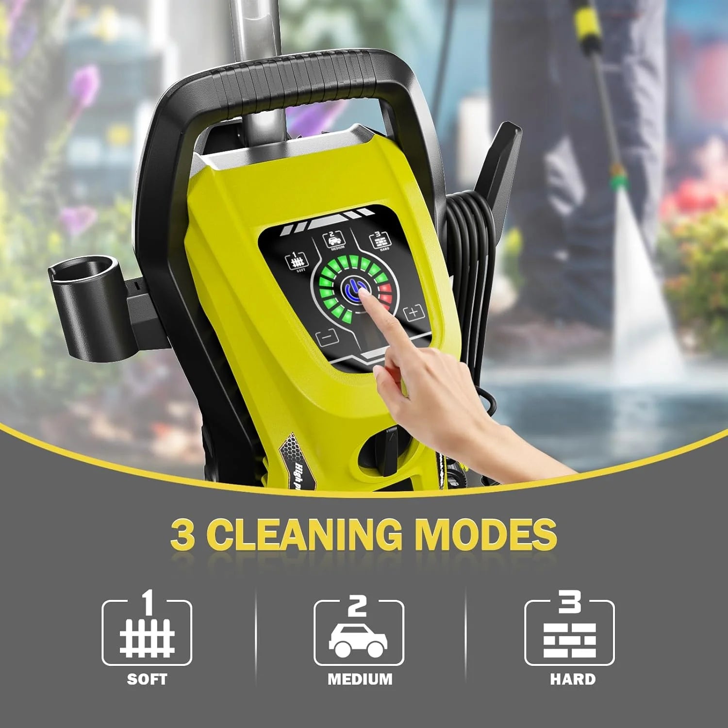 Electric Pressure Washer 5000PSI-Max 3.2GPM Power Washer Electric Powered with Upgrade Spray Handle Smart Control and 4 Anti-Tipping Wheels for Effortlessly Cleaning Blue