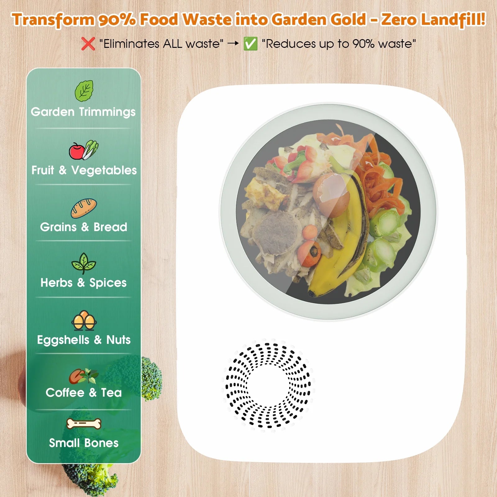Advwin 4L Electric Composter for Kitchen, Indoor Compost Bin, 2 Detachable Carbon Filter, Auto-Cleaning