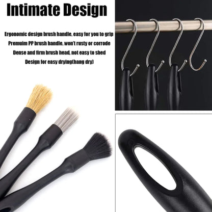 Duety 3pcs Car Detailing Brushes Set Soft Auto Detailing Brush Kit Interchangeable Different Sized Car Detail Cleaning Tool Reusable Car Detailing Brush for Car Interior Exterior Wheels