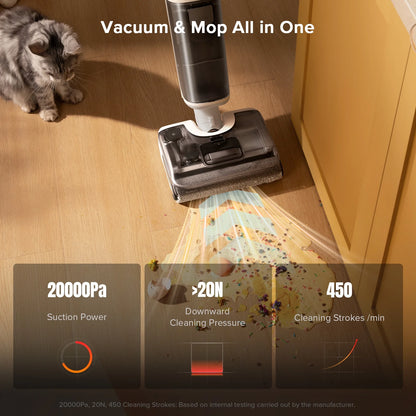 Roborock F25 GT Vacuum Mop All in One, Wet Dry Vacuum Cleaner Cordless, 20000Pa Floor Cleaner Machine for Tile Hardwood Wood Vinyl Floor, Edge to Edge Self Cleaning Electric Mop with 180�� Lie-Flat