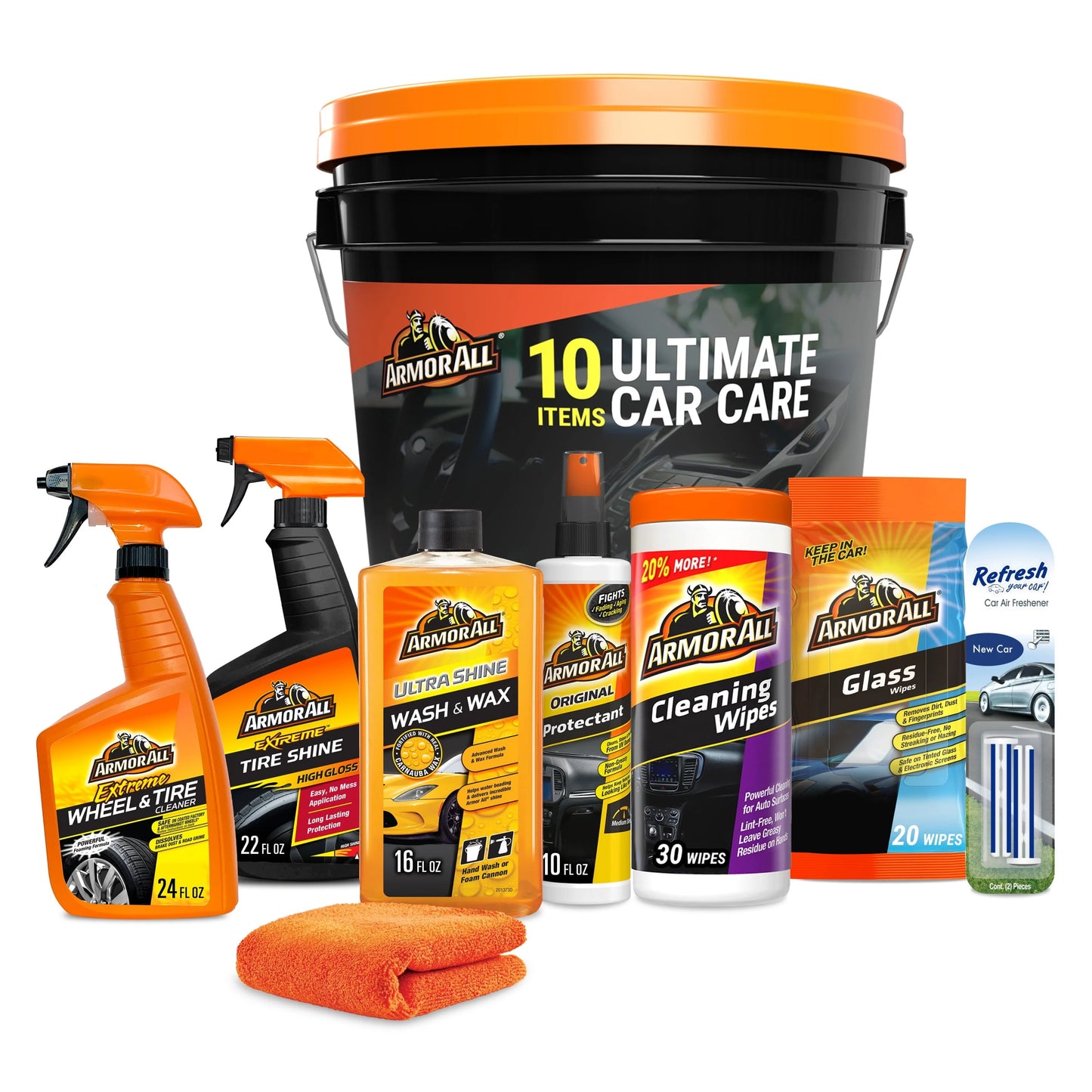 Armor All Holiday Car Cleaning Kit, 10-Piece Holiday Gift Set, Contains Bucket with Lid