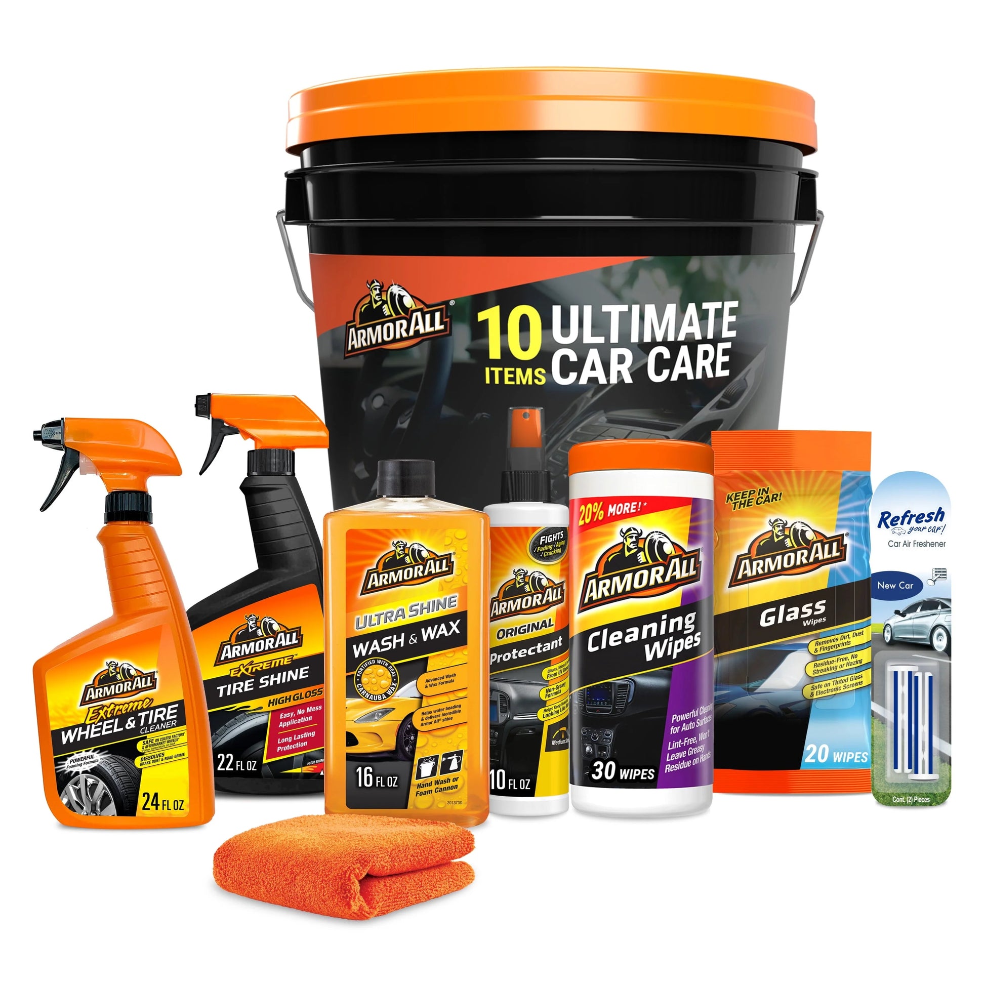 Armor All Holiday Car Cleaning Kit, 10-Piece Holiday Gift Set, Contains Bucket with Lid