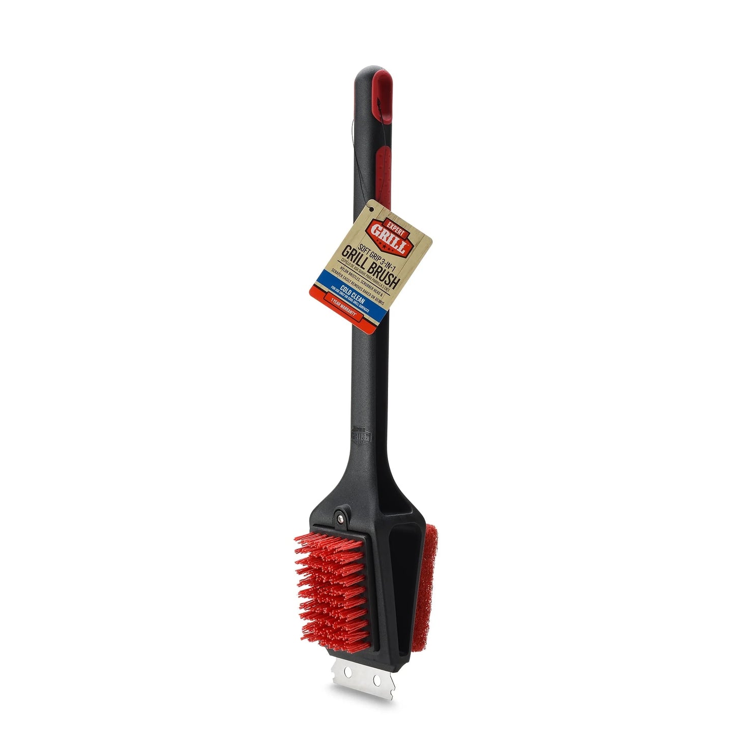 Expert Grill 3 in 1 Cleaning Grill Brush with Stainless Steel Scraper