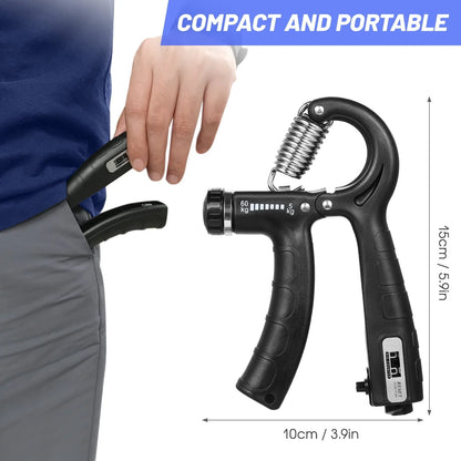 CACAGOO 2pcs Hand Grip Strengthener with Counter 5-60kg Adjustable Resistance Fitness Hand Exerciser for Muscle Building Wrist Training