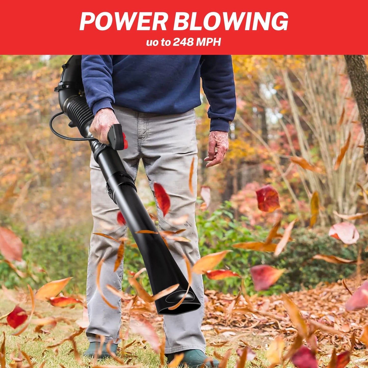 SYNGAR Gas Backpack Leaf Blower, 52CC 2-Cycle Leaf/Snow Blower with Extension Tube, for Dust Cleaning, Snow Blowing, Backyard, Garden, Work Around the House, Not for Sale in California, D5480