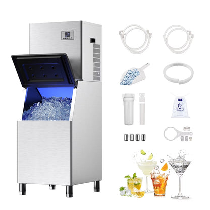 QAUSOU Commercial Ice Maker Machine Large Capacity 360 LBS 600 LBS/24H with Self Cleaning Function