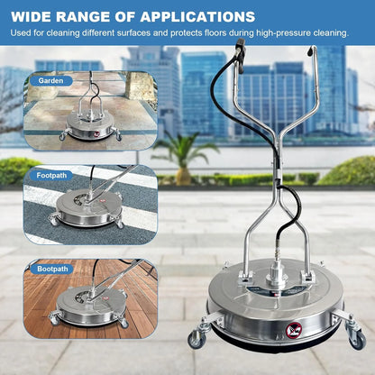 Garvee 24" Pressure Washer Surface Cleaner with Dual Handles �C Stainless Steel, 4-Wheel Design for Driveways, Sidewalks, Curbs, Decks, & Patios �C 4900 PSI, High-Efficiency Cleaning Accessory