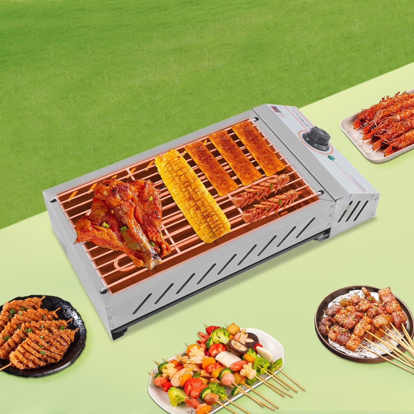 Compact Electric Griller with Adjustable Temperature, 122-572��F, Non-Stick Surface, Easy Cleaning, Perfect for Small Spaces & Countertops