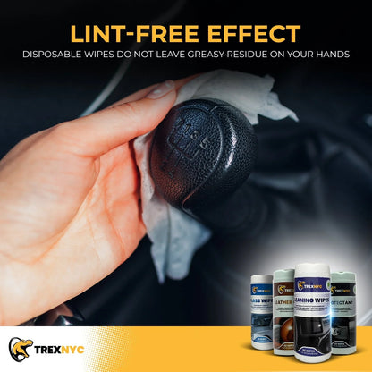 TrexNYC Glass Wipes - Interior Car Wipes, All-In-One Car Wipes & Interior Cleaner - Powerful, Convenient, and E Effective Solution for All Your Car Cleaning Needs