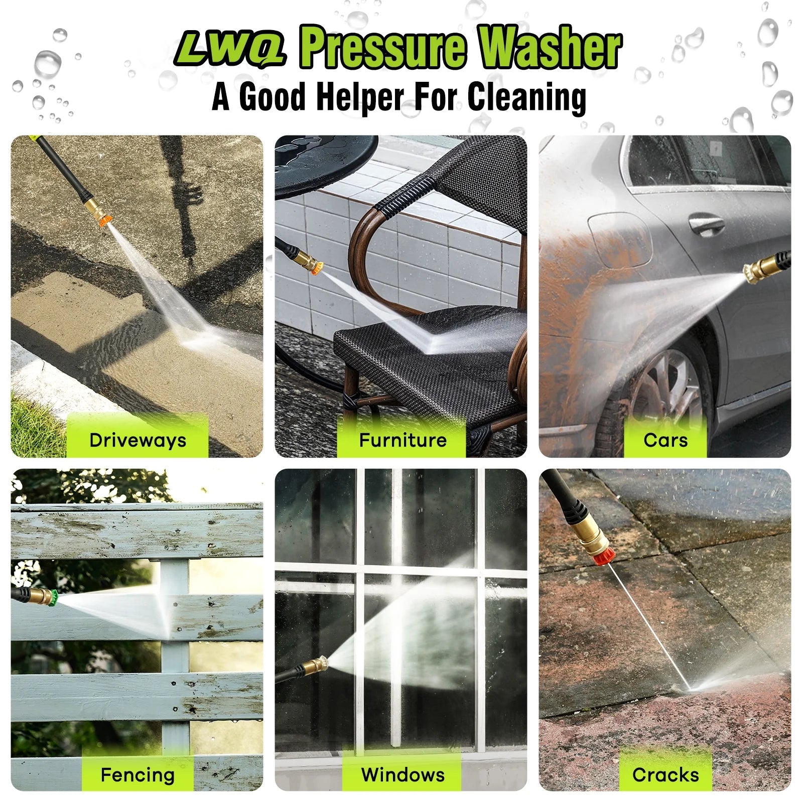 Electric Pressure Washer, 4200 PSI 2.5 GPM Power Washer with 2 Quick Connect Nozzles, High Pressure Cleaning Machine with Foam Cannon for Cars/Fences/Driveways/Patios/Home Cleaning
