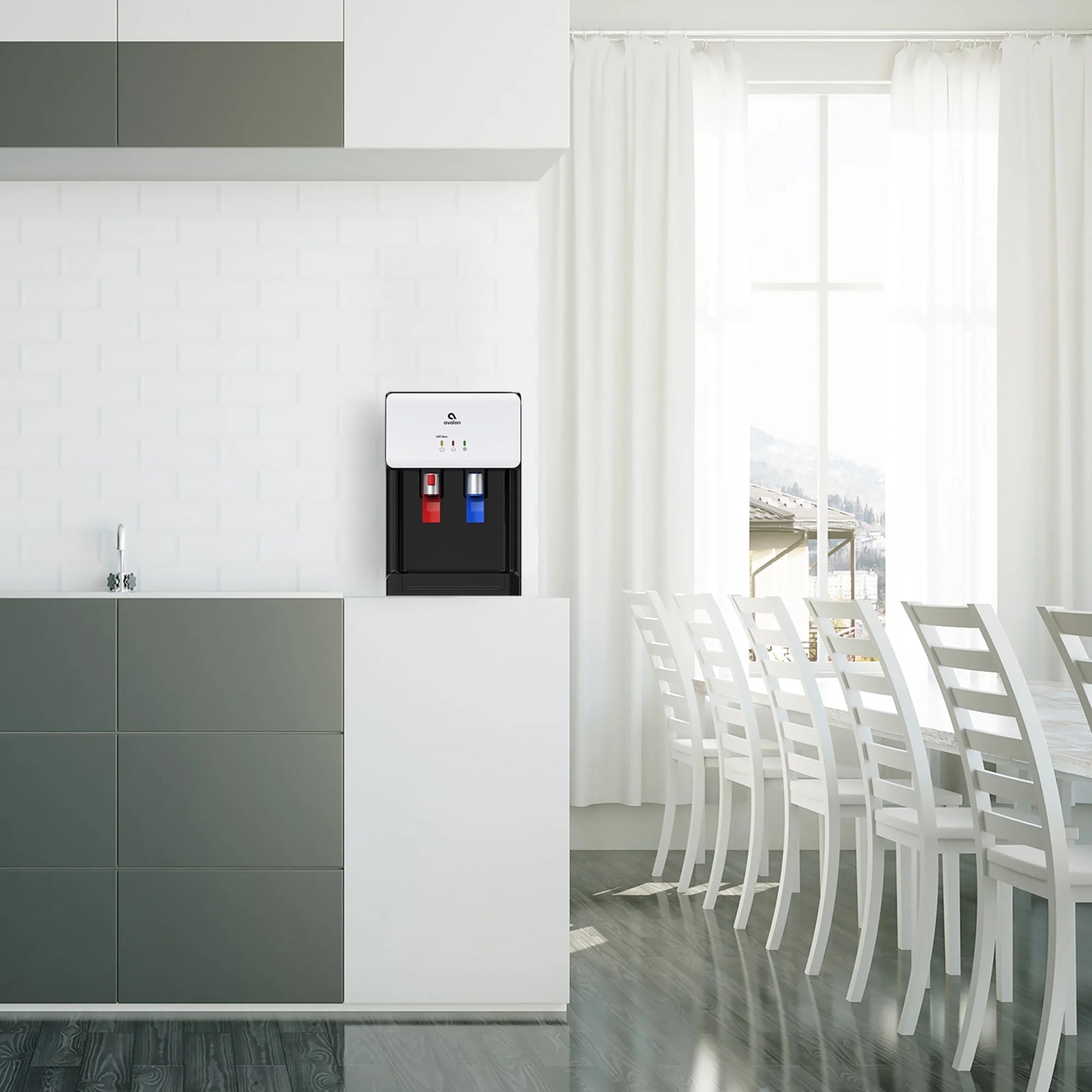 Avalon Countertop Self Cleaning Bottleless Water Dispenser - Hot & Cold Water Temperature, White