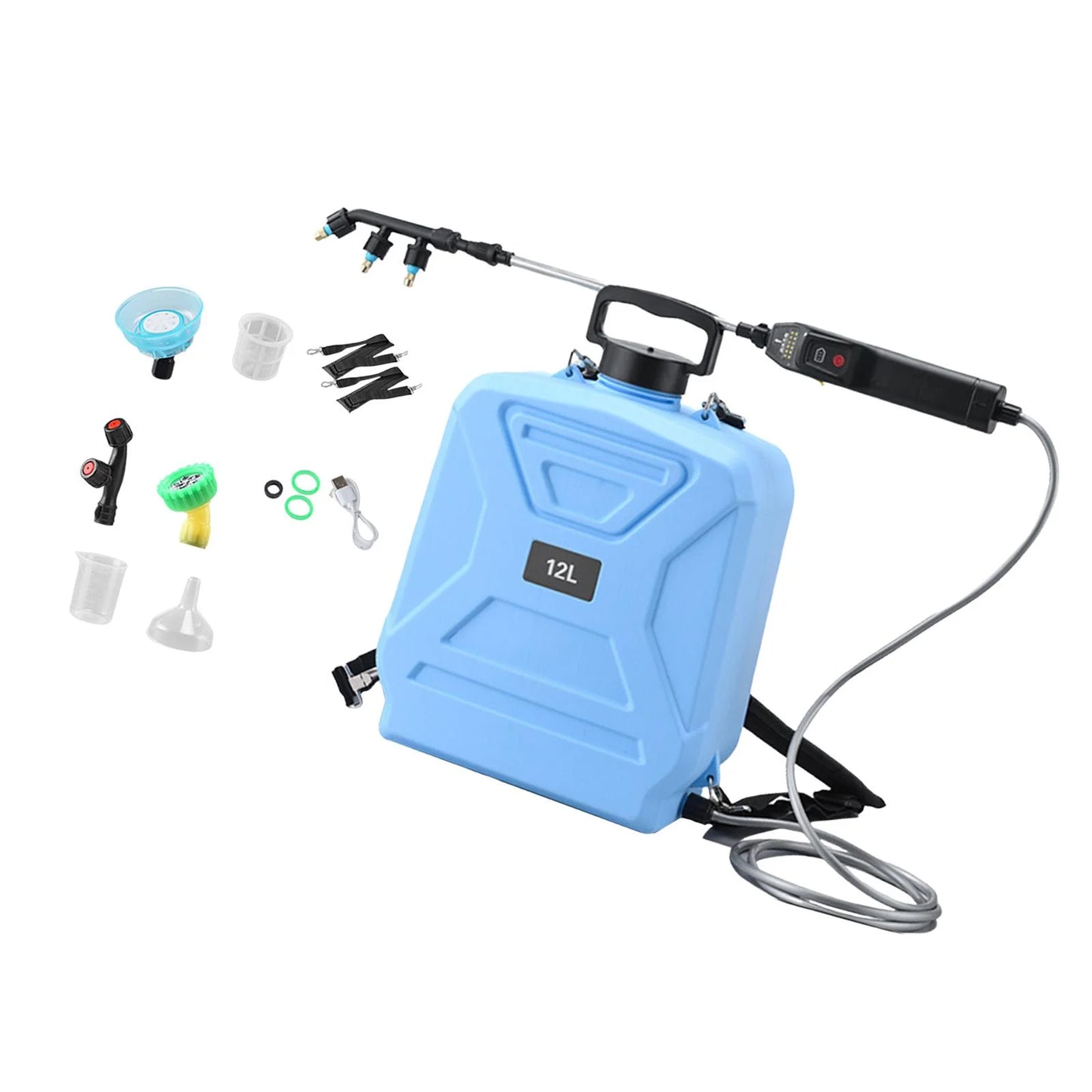 koolsoo Garden Electric Sprayer 2 Spray Speed 12L Practical Comfortable Handle, Retractable Water Sprayer for Gardening Cleaning Green
