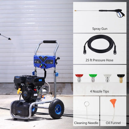 Efurden Gas Pressure Washer, 3500 PSI and 2.3Max GPM Power Washer with 4 Quick Connect Nozzles, 25 Ft Hose for Cleaning Floors, Cars, Patios