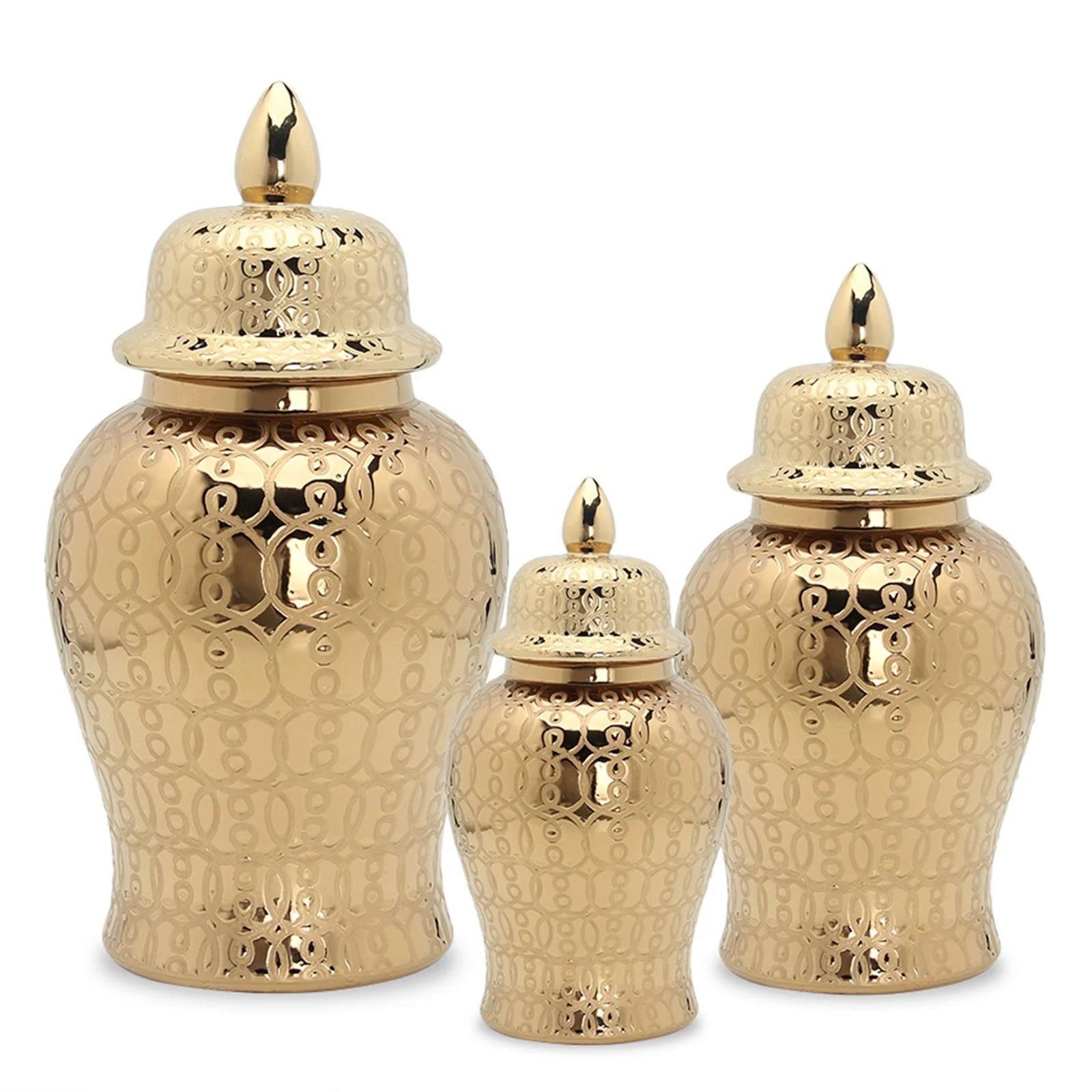Light Ginger Jar With Lid Storage Jar Centerpiece Home Decor Floral Arrangement Vase Containers Handicraft 31x15CM