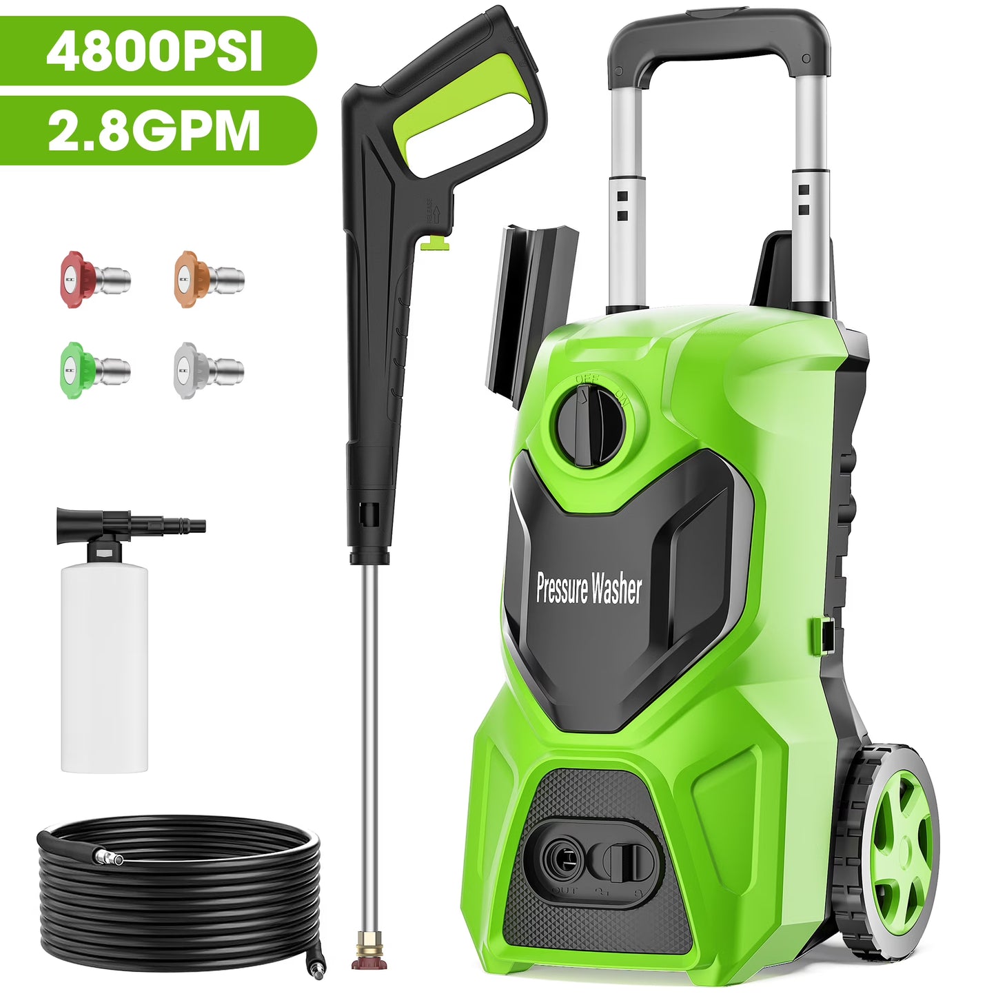 Fenbeli 5000PSI at 2.8 GPM Electric High Pressure Washer Machine 110V for Cleaning Decks