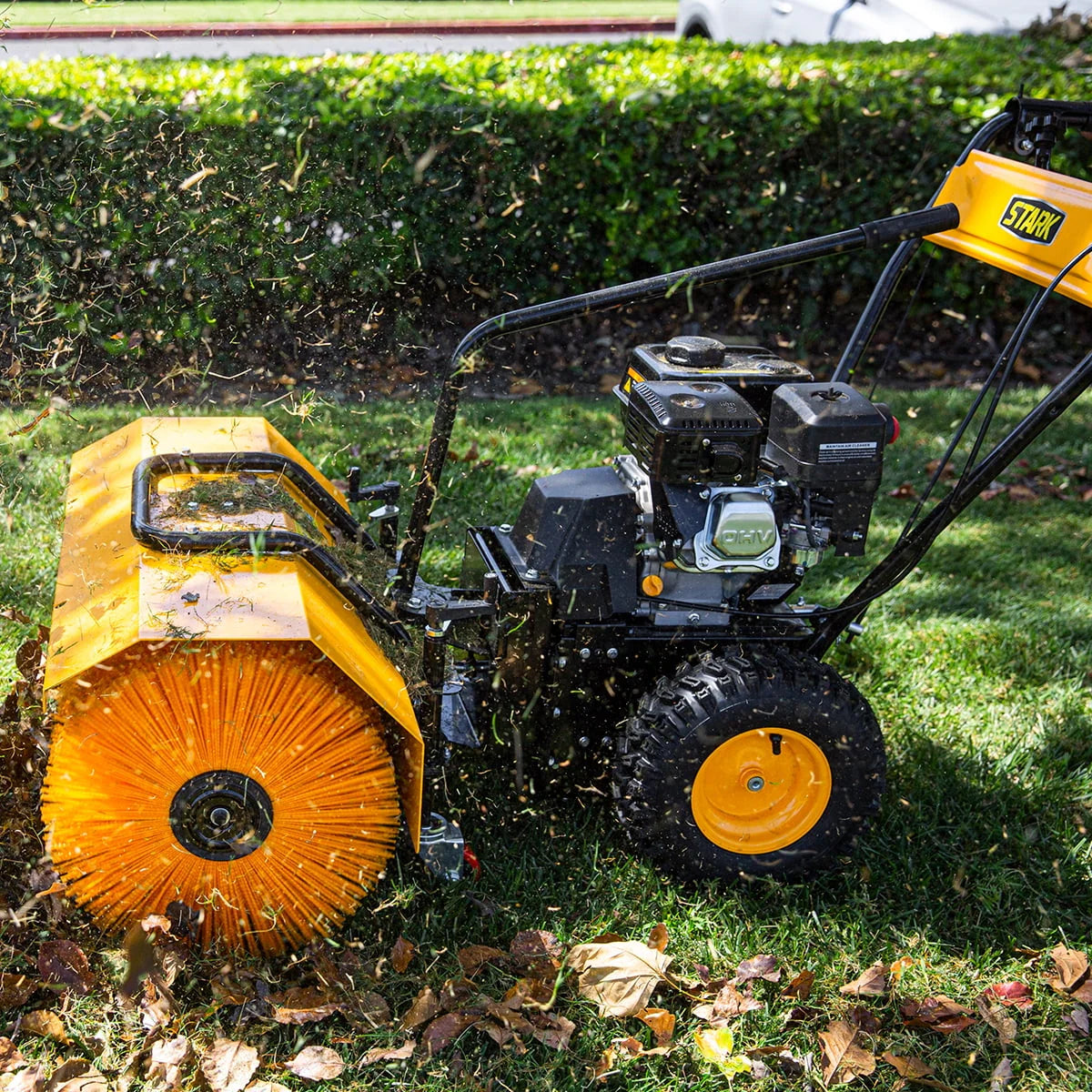 Stark 31" Walk Behind Gas Power Sweeper Dirt Debris Cleaning Path 196cc 7HP Gas Engine - for Leaves, Dirt, and Gravel
