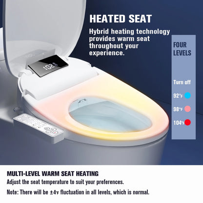 WLJBIDET Toilet Bidet Seat, Instant Warm Water, Self-Cleaning Nozzle, Multiple Spraying Modes, Electric Heated Seat, Warm Air Drying, Soft Closed Lid, Display Screen, Requires Electricity, Elongated