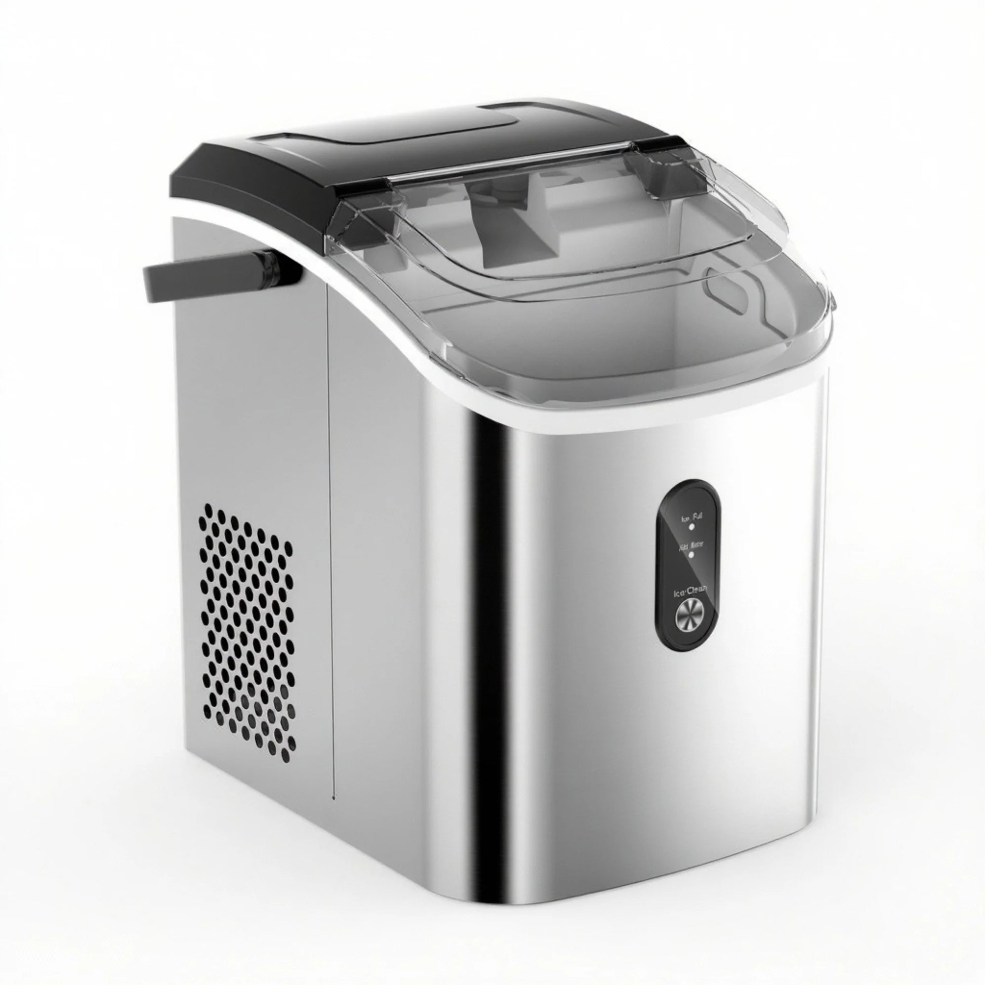 EUHOMY Nugget Ice Maker Countertop with Handle, Ready in 6 Mins, 34.5 lbs Per Day, Removable Top Cover, Auto-Cleaning, Black